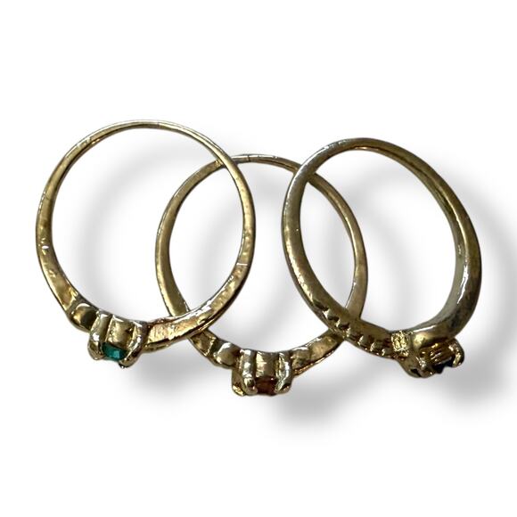 Silver 3 Multi Finger Ring Lot With Gemstones Size 5-7 - Picture 2 of 4